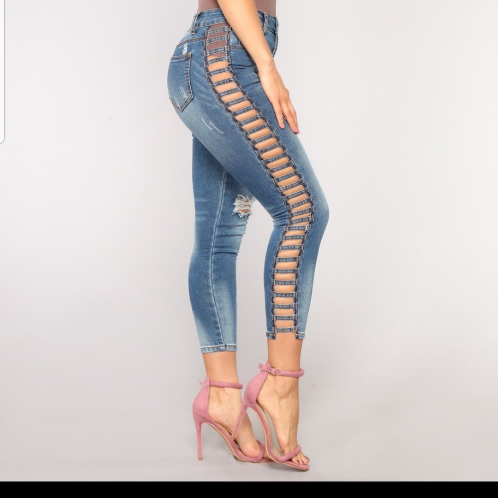 NWT...Side cut out jeans